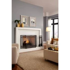 Sheffield 3-Panel Fireplace Screen In Vintage Iron -Fire Place Store pleasant hearth fireplace screens fa146s c3 1000