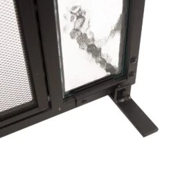 Manchester Large Size Black Steel And Glass Single-Panel Fireplace Screen With Doors -Fire Place Store pleasant hearth fireplace screens fa183s l 1f 1000