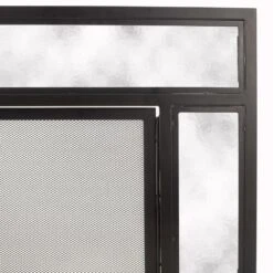 Manchester Large Size Black Steel And Glass Single-Panel Fireplace Screen With Doors -Fire Place Store pleasant hearth fireplace screens fa183s l 44 1000