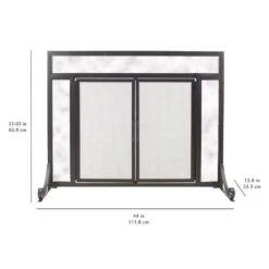 Manchester Large Size Black Steel And Glass Single-Panel Fireplace Screen With Doors -Fire Place Store pleasant hearth fireplace screens fa183s l 66 1000
