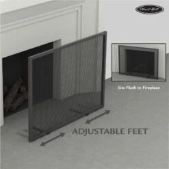 Manchester Large Size Black Steel And Glass Single-Panel Fireplace Screen With Doors -Fire Place Store pleasant hearth fireplace screens fa183s l a0 1000