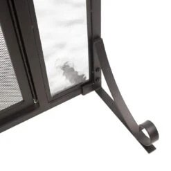 Manchester Large Size Black Steel And Glass Single-Panel Fireplace Screen With Doors -Fire Place Store pleasant hearth fireplace screens fa183s l c3 1000