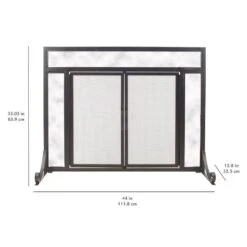 Manchester Large Size Black Steel And Glass Single-Panel Fireplace Screen With Doors -Fire Place Store pleasant hearth fireplace screens fa183s l d4 1000