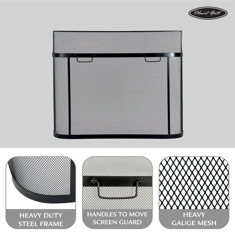 Black Steel 1-Panel Fireplace Screen 3 Black Steel 1-Panel Fireplace Screen - Image 3