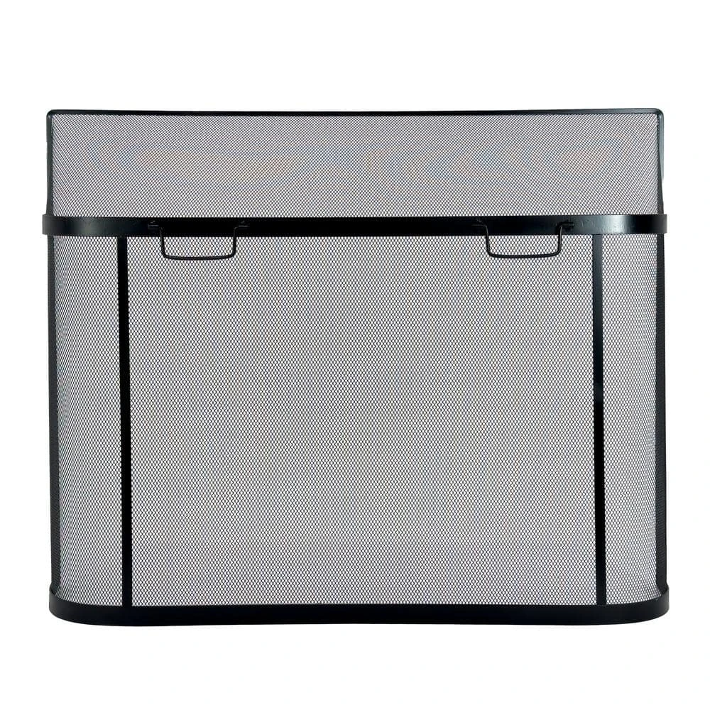 Black Steel 1-Panel Fireplace Screen 1 Black Steel 1-Panel Fireplace Screen
