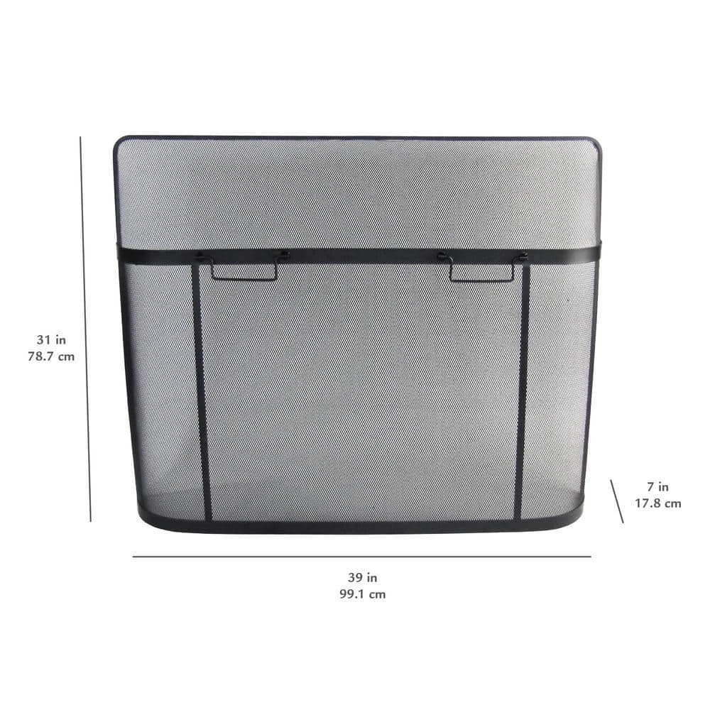 Black Steel 1-Panel Fireplace Screen 4 Black Steel 1-Panel Fireplace Screen - Image 4