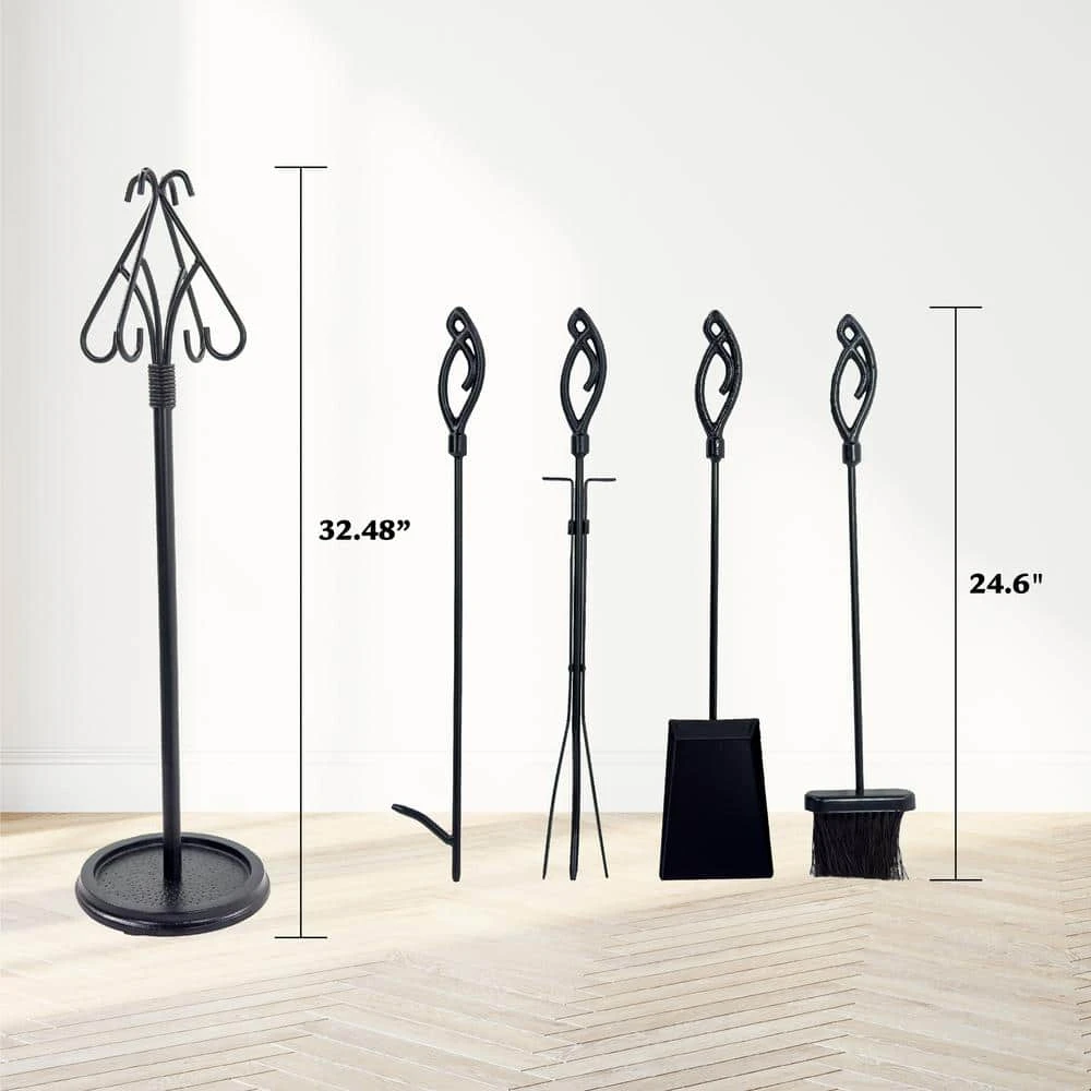 Gothic 5-Piece Fireplace Tool Set With Decorative Handles 6 Gothic 5-Piece Fireplace Tool Set With Decorative Handles - Image 6