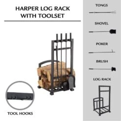Harper 4-Piece Log Holder And Fireplace Tool Set -Fire Place Store pleasant hearth fireplace tools fa338lt 40 1000
