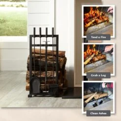 Harper 4-Piece Log Holder And Fireplace Tool Set -Fire Place Store pleasant hearth fireplace tools fa338lt 77 1000