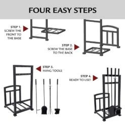 Harper 4-Piece Log Holder And Fireplace Tool Set -Fire Place Store pleasant hearth fireplace tools fa338lt a0 1000