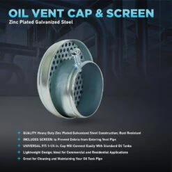 1-1/4" Galvanized Oil Vent Cap With Screen, Zinc Plated Steel - Galvanized -Fire Place Store plumbflex caps wdt336 1f 1000