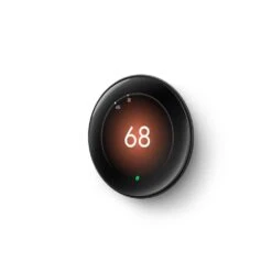 Google Nest Learning Thermostat (4th Gen) With Nest Temperature Sensor (2nd Gen) -Polished Obsidian -Fire Place Store polished obsidian google programmable thermostats ga05169 us 40 1000