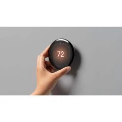 Google Nest Learning Thermostat (4th Gen) With Nest Temperature Sensor (2nd Gen) -Polished Obsidian -Fire Place Store polished obsidian google programmable thermostats ga05169 us 66 1000