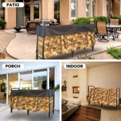 8 Ft. Firewood Log Rack With Cover -Fire Place Store pure garden firewood racks m150030 4f 1000