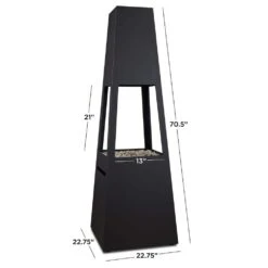 Ferro 70" Outdoor Metal Chiminea Fire Pit With Hidden Propane Tank In Black -Fire Place Store real flame chimineas 13083lp blk c3 1000