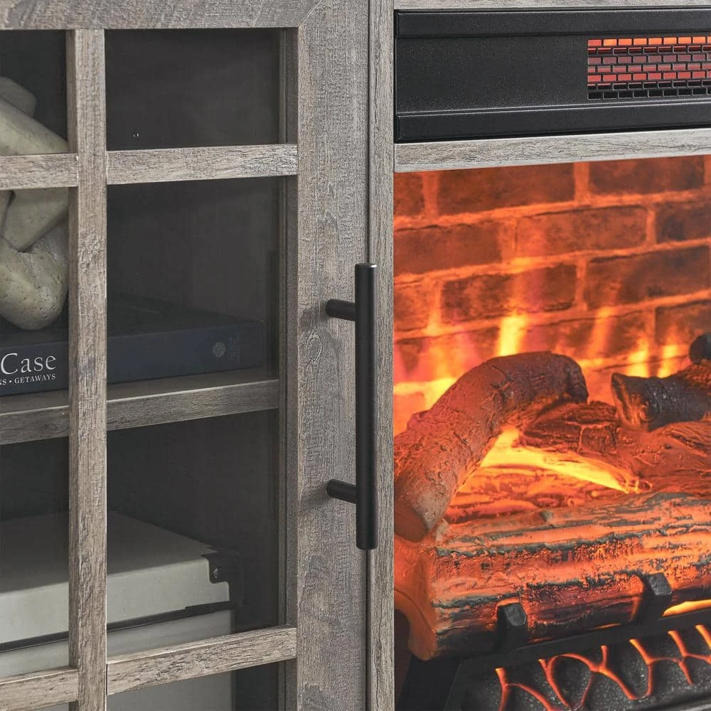 CLIHOME 55 In. Embedded Wall Mount Electric Fireplace TV Media Stand In Reclaimed Barnwood Color 5 CLIHOME 55 In. Embedded Wall Mount Electric Fireplace TV Media Stand In Reclaimed Barnwood Color - Image 5