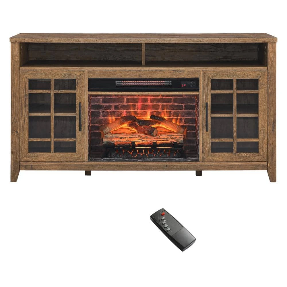CLIHOME 55 In. Embedded Wall Mount Electric Fireplace TV Media Stand In Reclaimed Barnwood Color 8 CLIHOME 55 In. Embedded Wall Mount Electric Fireplace TV Media Stand In Reclaimed Barnwood Color - Image 8