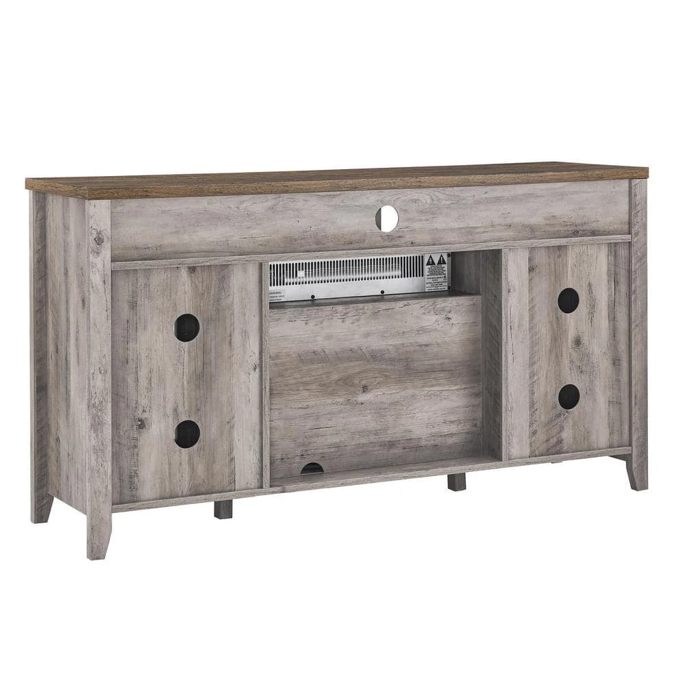 CLIHOME 55 In. Embedded Wall Mount Electric Fireplace TV Media Stand In Reclaimed Barnwood Color 7 CLIHOME 55 In. Embedded Wall Mount Electric Fireplace TV Media Stand In Reclaimed Barnwood Color - Image 7