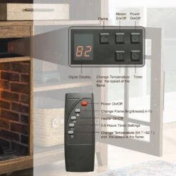 55 In. Freestanding Electric Fireplace In Reclaimed Barnwood TV Media Stand With KD Inserts Heater -Fire Place Store reclaimed barnwood maocao hoom fireplace tv stands sf132634 c3 1000