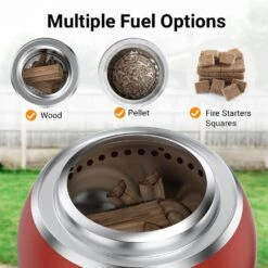 10 In. W X 8 In. H Stainless Steel Wood Burning Outdoor Living Fire Pit In Red -Fire Place Store red cesicia wood burning fire pits firpitsp3 4f 1000