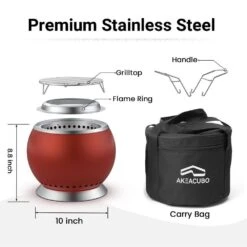 10 In. W X 8 In. H Stainless Steel Wood Burning Outdoor Living Fire Pit In Red -Fire Place Store red cesicia wood burning fire pits firpitsp3 76 1000