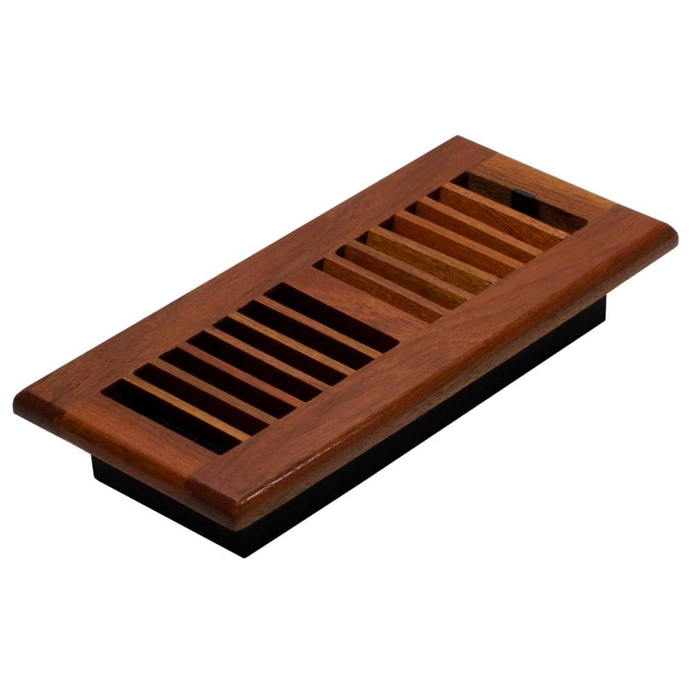 4 In. X 10 In. Louvered Floor Register, Natural Cherry 1 4 In. X 10 In. Louvered Floor Register, Natural Cherry