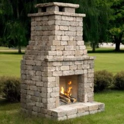 Fremont 47.25 In. X 51.125 In. X 89.625 In. Bethany Ledge Blend Outdoor Weathered Concrete Fireplace Kit -Fire Place Store romanstone outdoor fireplaces mbk0801009 e1 1000