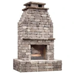 Rockwell 47.25 In. X 66.875 In. X 105.5 In. Timberwood Blend Outdoor Weathered Concrete Fireplace Kit