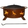 Western 29 In. X 18 In. Round Steel Wood Burning Fire Pit In Rust With Grill Poker Spark Screen And Cover