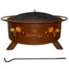 No Worries 29 In. X 18 In. Round Steel Wood Burning Fire Pit In Rust With Grill Poker Spark Screen And Cover