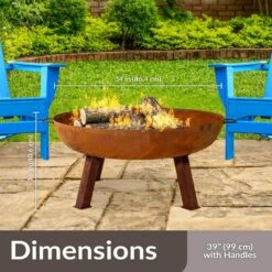 Rustic 34 In. X 15 In. Round Large Cast Iron Wood-Burning Fire Pit Bowl -Fire Place Store rust sunnydaze wood burning fire pits rcm lg570 76 1000