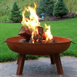 Rustic 34 In. X 15 In. Round Large Cast Iron Wood-Burning Fire Pit Bowl -Fire Place Store rust sunnydaze wood burning fire pits rcm lg570 e1 1000