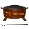 Mississippi State 29 In. X 18 In. Round Steel Wood Burning Rust Fire Pit With Grill Poker Spark Screen And Cover