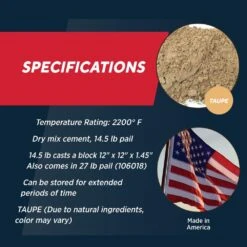 14-1/2 Lbs. Castable Refractory Cement Tub For High Temperature Projects -Fire Place Store rutland fireplace mortar 106008 40 1000