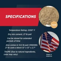 27 Lbs. Castable Refractory Cement Tub For High Temperature Projects -Fire Place Store rutland fireplace mortar 106018 40 1000