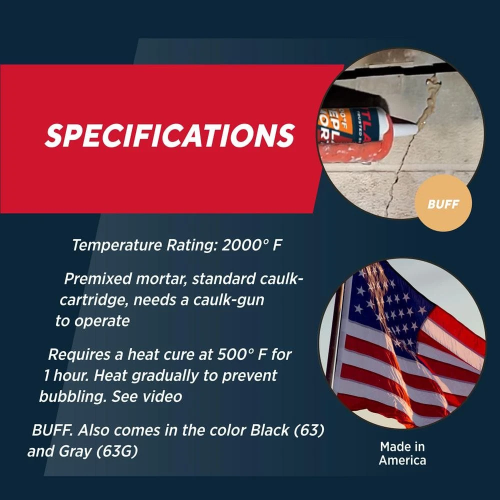 10.3 Oz. Fireplace Mortar Buff Cartridge 3 10.3 Oz. Fireplace Mortar Buff Cartridge - Image 3