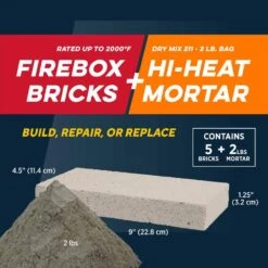 Firebox Brick And Hi-Heat Mortar Repair Kit With 5 Bricks And 2 Lbs. Hi-Heat Dry Mix Mortar For Build Repair -Fire Place Store rutland fireplace stove parts kt603211 e1 1000