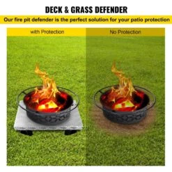 Fire Pit Heat Shield 26 X 26 In. High Temp Carbon Steel Fire Pit Heat Deflector For Grass Lawn Guard Fire Pit Pad,Square -Fire Place Store silver black vevor outdoor fireplaces skhpdzyct2626frxmv0 1f 1000