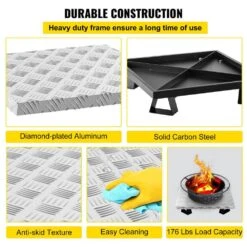 Fire Pit Heat Shield 26 X 26 In. High Temp Carbon Steel Fire Pit Heat Deflector For Grass Lawn Guard Fire Pit Pad,Square -Fire Place Store silver black vevor outdoor fireplaces skhpdzyct2626frxmv0 4f 1000