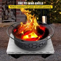 Fire Pit Heat Shield 26 X 26 In. High Temp Carbon Steel Fire Pit Heat Deflector For Grass Lawn Guard Fire Pit Pad,Square -Fire Place Store silver black vevor outdoor fireplaces skhpdzyct2626frxmv0 c3 1000