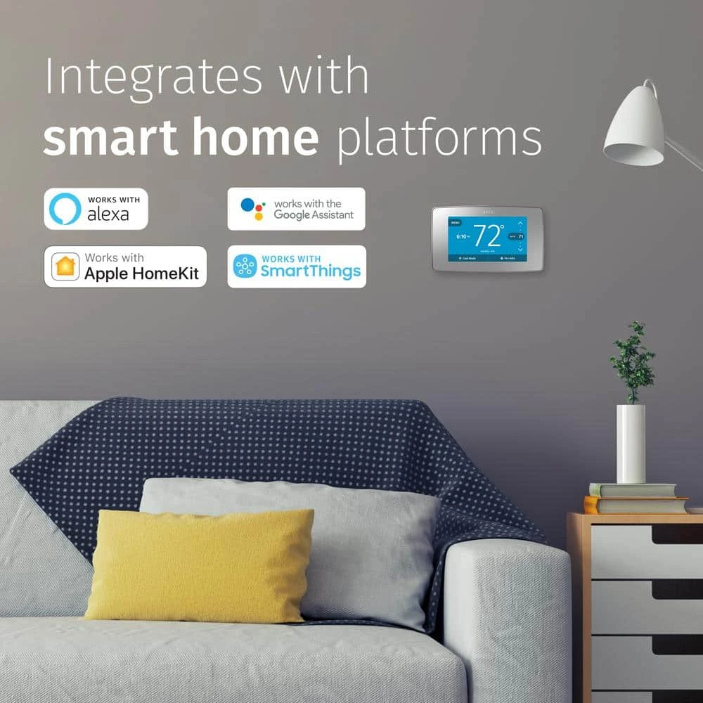 Emerson Sensi Touch 7-day Programmable Wi-Fi Smart Thermostat With Touchscreen Color Display, C-wire Required - Silver 3 Emerson Sensi Touch 7-day Programmable Wi-Fi Smart Thermostat With Touchscreen Color Display, C-wire Required - Silver - Image 3