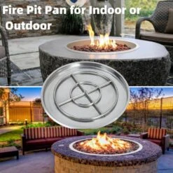 31 In. Outdoor Round Stainless Steel Drop In Fire Pit Pan For Natural Gas And Liquid Propane -Fire Place Store silver garvee fire pit covers and accessories hdtpho 14huqo5q fa 1000