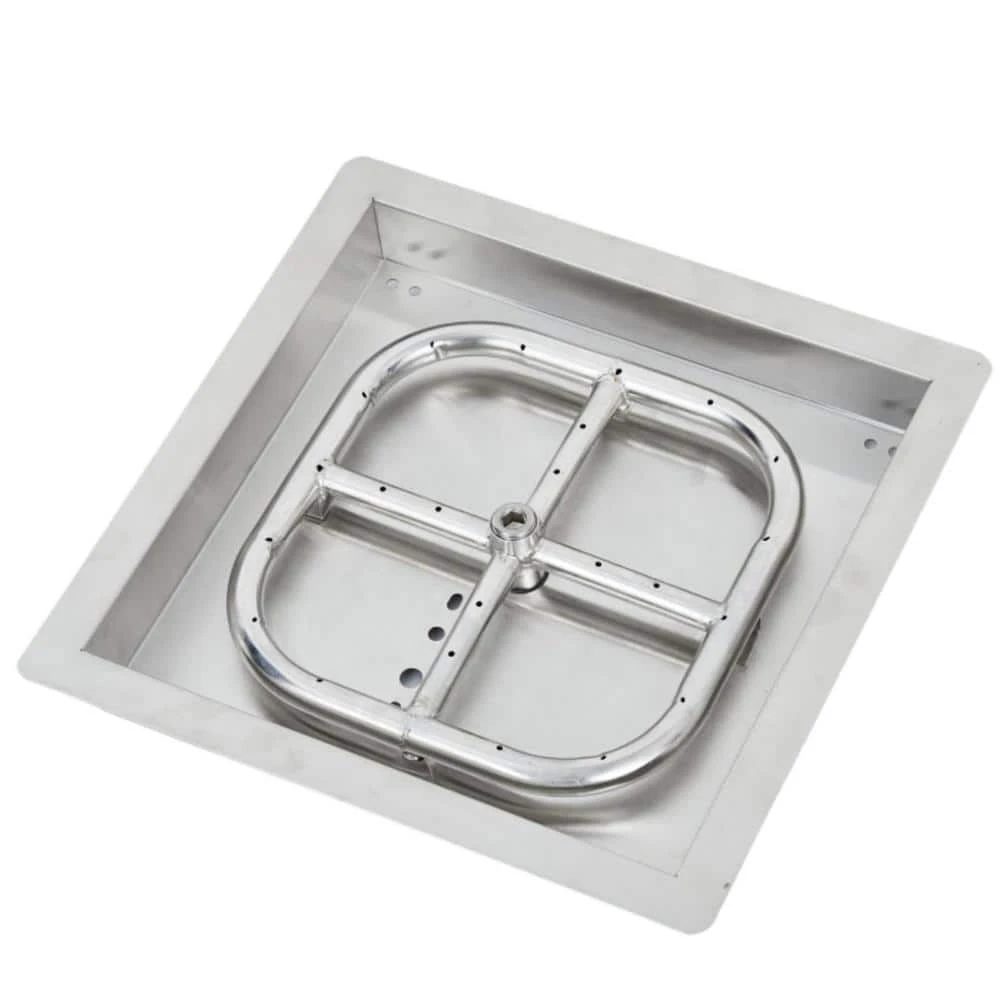12 In. X 12 In. Outdoor Rectangular Stainless Steel Drop In Fire Pit Pan For Natural Gas And Liquid Propane 1 12 In. X 12 In. Outdoor Rectangular Stainless Steel Drop In Fire Pit Pan For Natural Gas And Liquid Propane