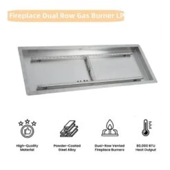 48 In. X 14 In. Outdoor Rectangular Stainless Steel Drop In Fire Pit Pan For Natural Gas And Liquid Propane -Fire Place Store silver garvee fire pit covers and accessories hdtpho 155qbur4 4f 1000