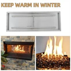 30 In. X 10 In. Outdoor Rectangular Stainless Steel Drop In Fire Pit Pan For Natural Gas And Liquid Propane -Fire Place Store silver garvee fire pit covers and accessories hdtpho 155qupao fa 1000