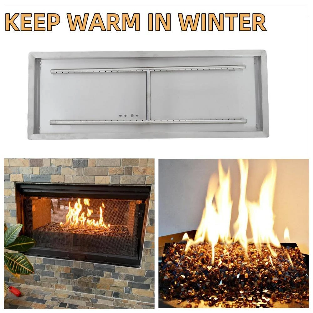 24 In. X 8 In. Outdoor Rectangular Stainless Steel Drop In Fire Pit Pan For Natural Gas And Liquid Propane 5 24 In. X 8 In. Outdoor Rectangular Stainless Steel Drop In Fire Pit Pan For Natural Gas And Liquid Propane - Image 5