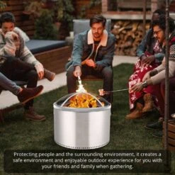 18 In. Outdoor Round Carbon Steel Mesh Fire Pit Spark Screen Cover With Poker -Fire Place Store silver garvee fire pit covers and accessories hdtpho 1670s37e 44 1000