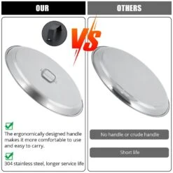 27 In. Outdoor Round Stainless Steel Fire Pit Lid Cover With Handle -Fire Place Store silver garvee fire pit covers and accessories hdtpho 167i2i85 1f 1000