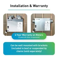 Panasonic BalancedHome 160-Elite Plus Energy Recovery Ventilator (ERV), 30-160 CFM, Side Port, Any Climate 9 Panasonic BalancedHome 160-Elite Plus Energy Recovery Ventilator (ERV), 30-160 CFM, Side Port, Any Climate -Fire Place Store silver panasonic grow room ventilation fv 16vec1s 1f 1000