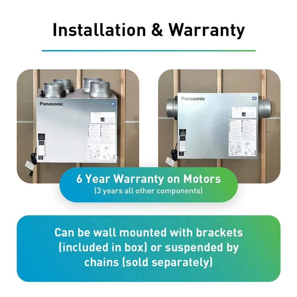 Panasonic BalancedHome 160-Elite Plus Energy Recovery Ventilator (ERV), 30-160 CFM, Side Port, Any Climate 4 Panasonic BalancedHome 160-Elite Plus Energy Recovery Ventilator (ERV), 30-160 CFM, Side Port, Any Climate - Image 4